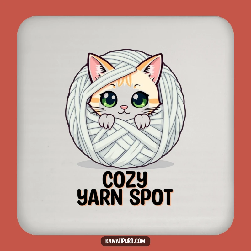 Funny Peeking Cat Yarn Coasters: Protect Surfaces with Mystery!