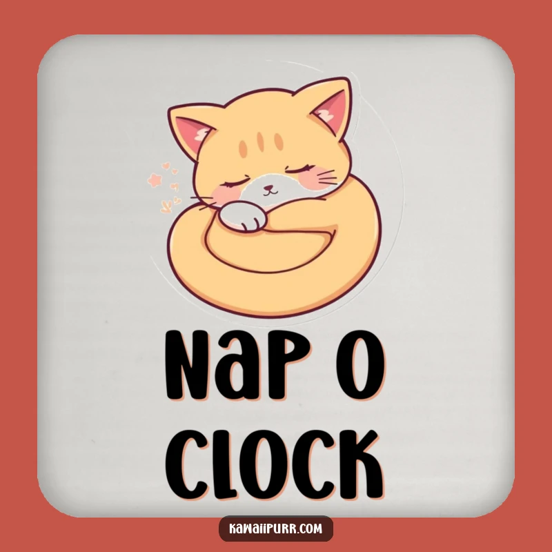 Funny Sleepy Cat Drink Coaster: Protect Surfaces with a Purr-fectly Chill Design