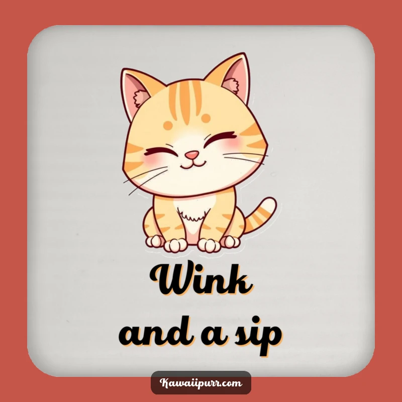 Funny Winking Cat Coaster: Protect Surfaces with a Mischievous Grin, Charming Funny Gift!