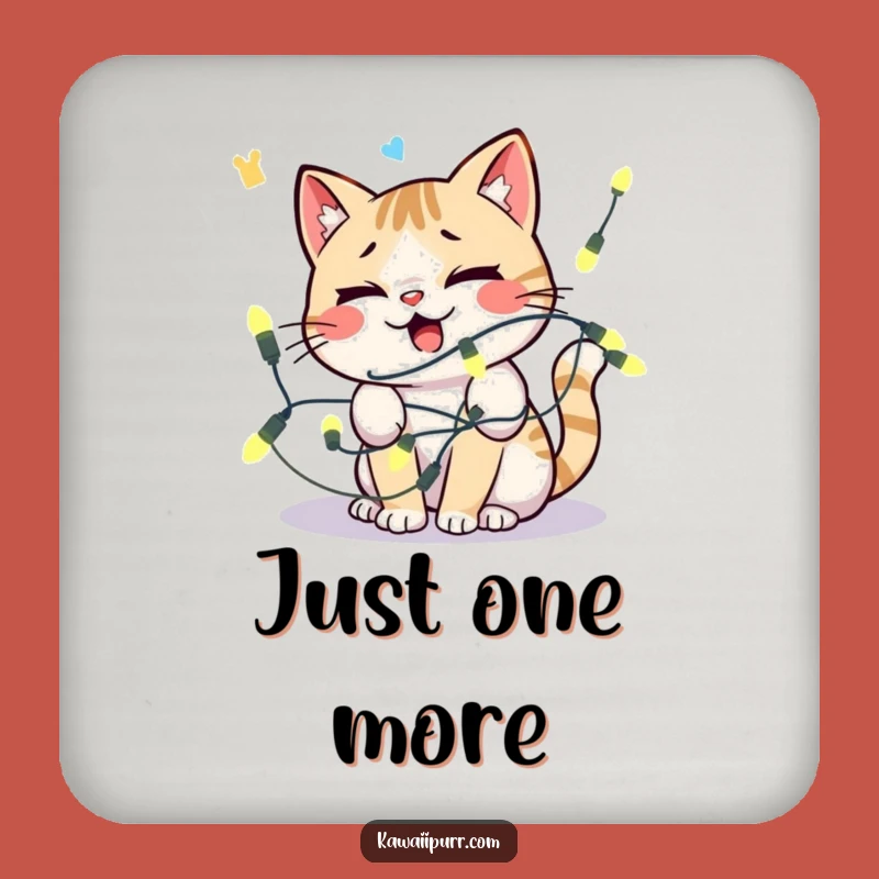 Funny Kawaii Cat Lights Coasters: Protect Surfaces Distressed Feline Gift Set