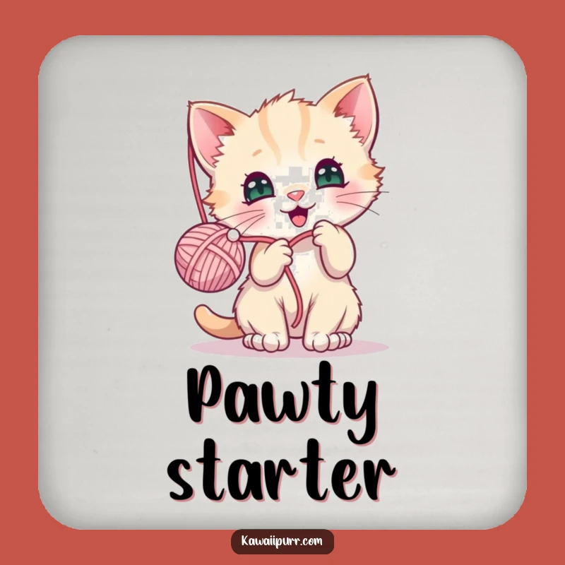 Funny Kawaii Kitten Yarn Coasters: Protect Surfaces with Cuteness!