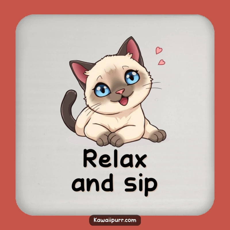 Protective Funny Siamese Cat Coasters, Relaxed Feline Drink Set, Chic Funny Gift