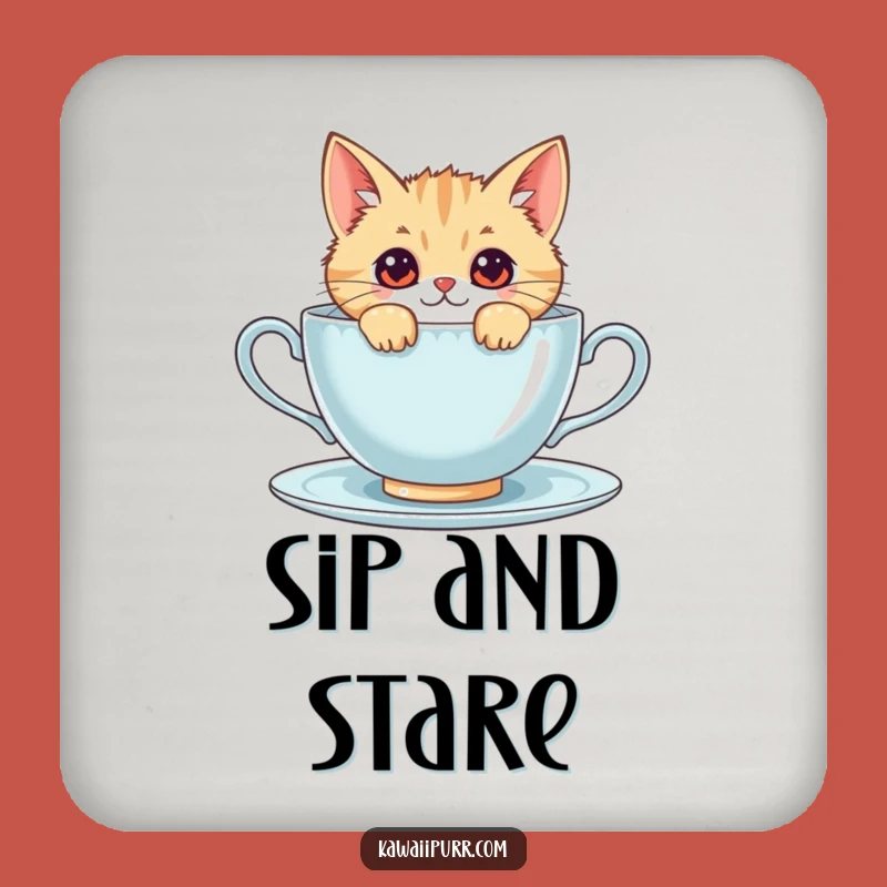 Funny Kawaii Cat Coaster: Protect Surfaces with Cute Curiosity Gift