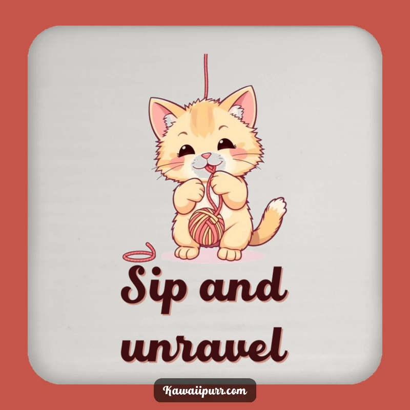 Funny Fuzzy Cat Yarn Coaster - Protect Surfaces Playfully!