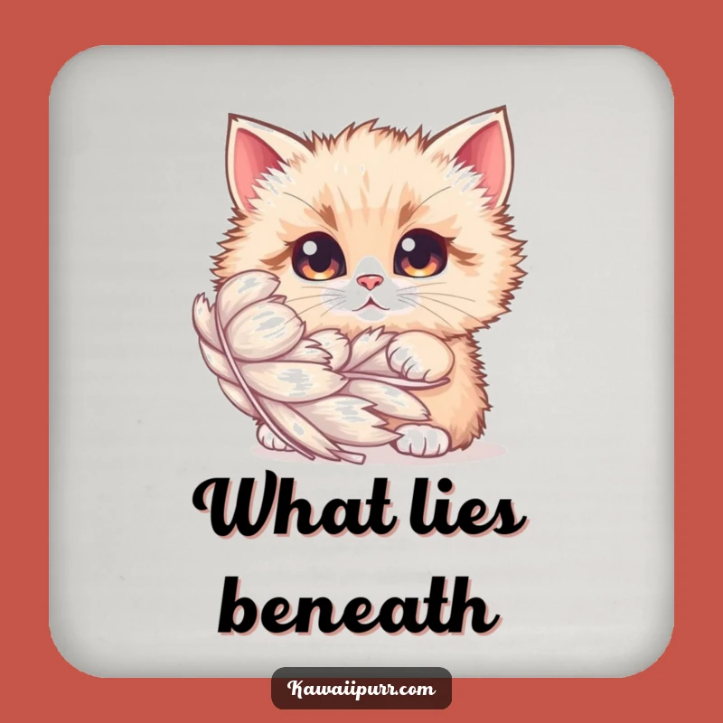 Protective Funny Cat Feather Coasters, Curious Feline Drink Set, Chic Funny Gift