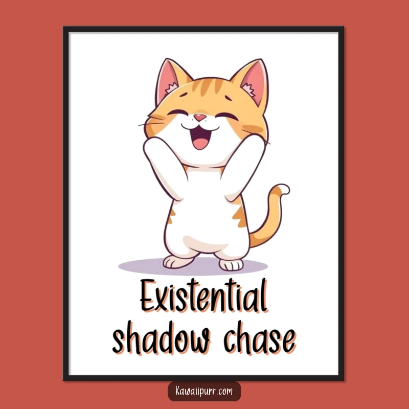 Funny Cat Pouncing Shadow Poster: Decorate Your Space with Hilarious Feline Energy!