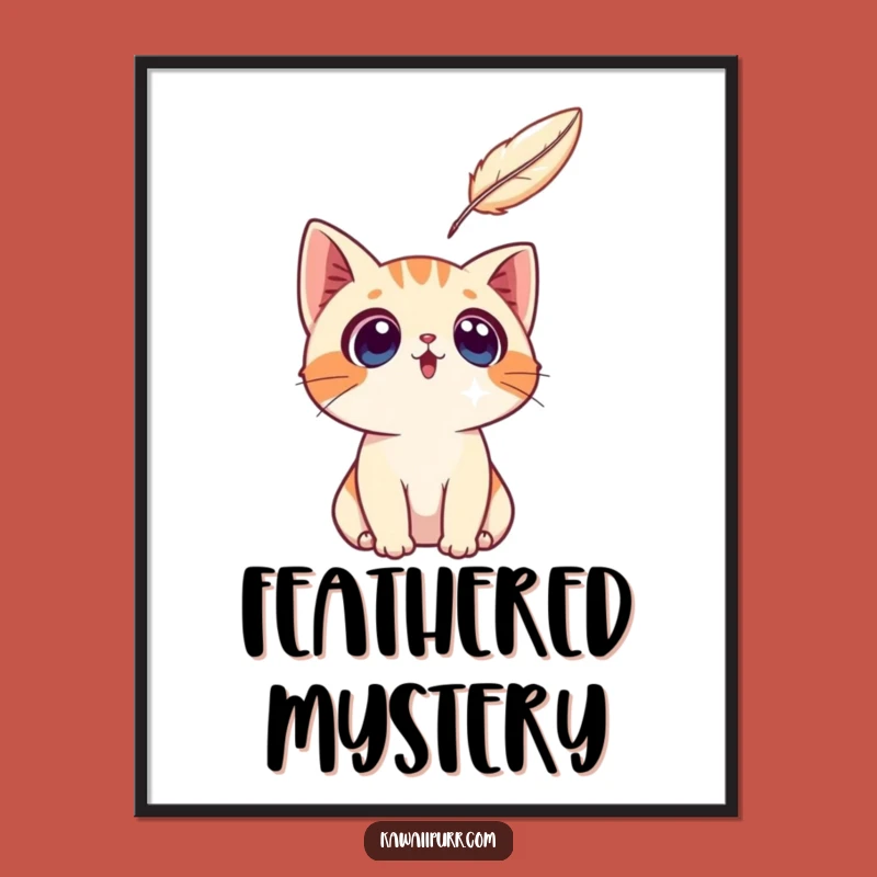 Funny Surprised Cat Poster: Feather Gazing, Framable Funny Gift!