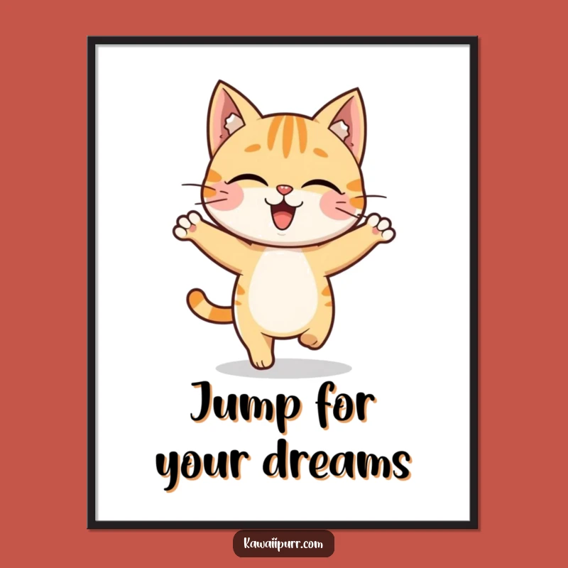 Funny Cat Hop Poster: Energetic Character Art, Whimsical Home Decor Gift