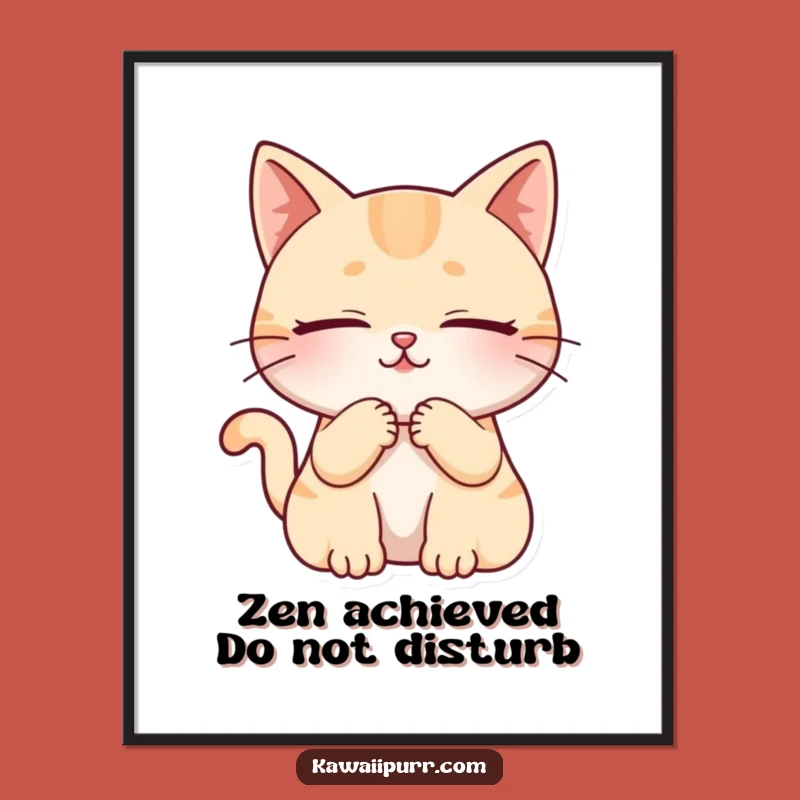 Funny Cat Purring Poster: Artistic Character Print, Hilarious Home Decor Gift