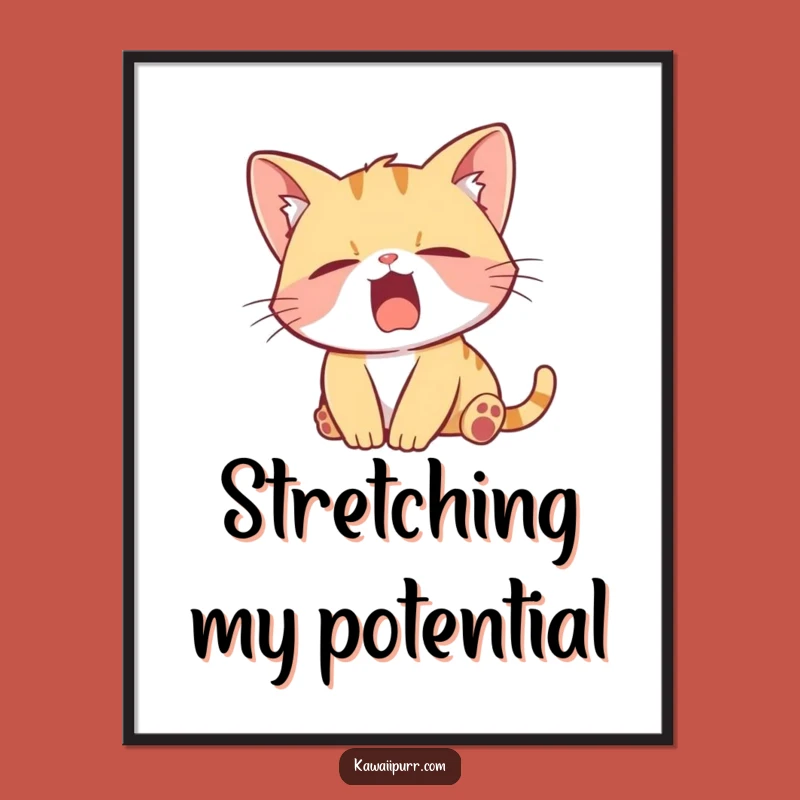 Funny Kitten Yawn Poster: Artistic Lazy Character Print, Wonderful Funny Gift for Wall Decor!