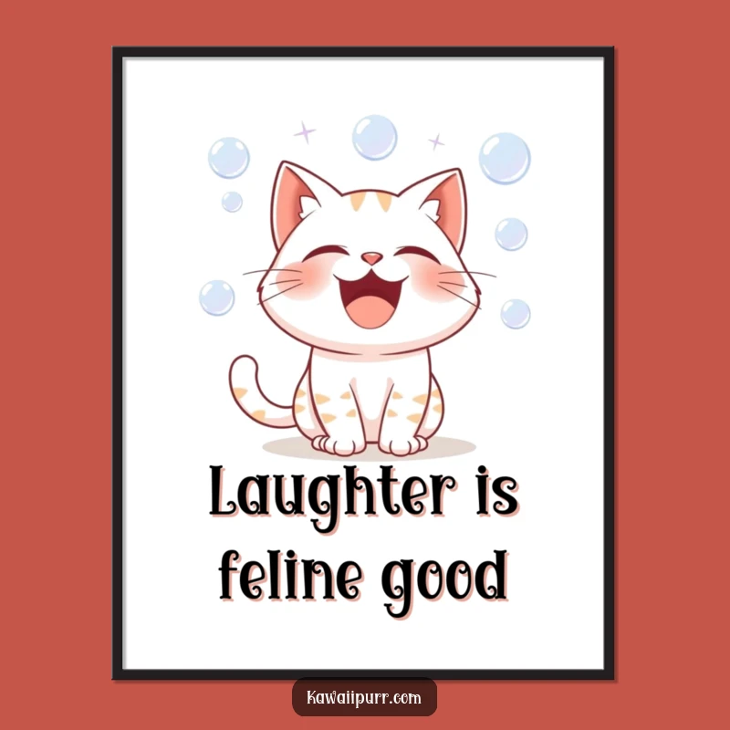 Funny Laughing Cat Poster: Vibrant Art, Hilarious Feline Decor Gift