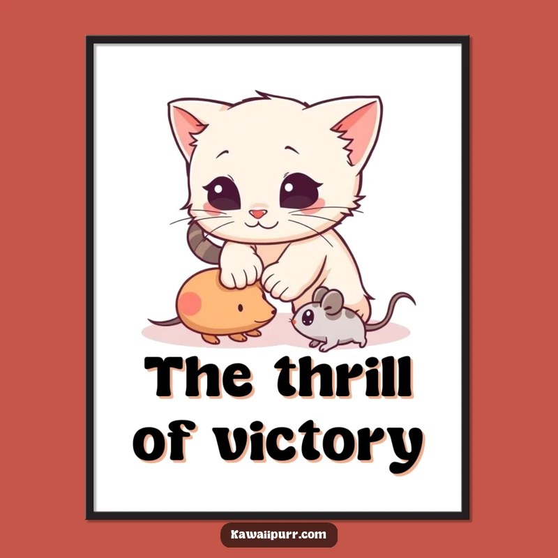 Funny Pouncing Kitten Poster: Dynamic Playful Art, Wonderful Funny Gift for Energetic Spaces!