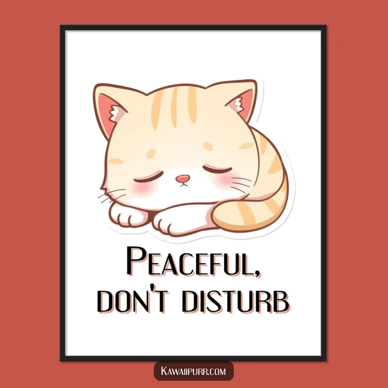 Funny Sleeping Cat Poster: Peaceful Feline Art, Cozy Decor Gift