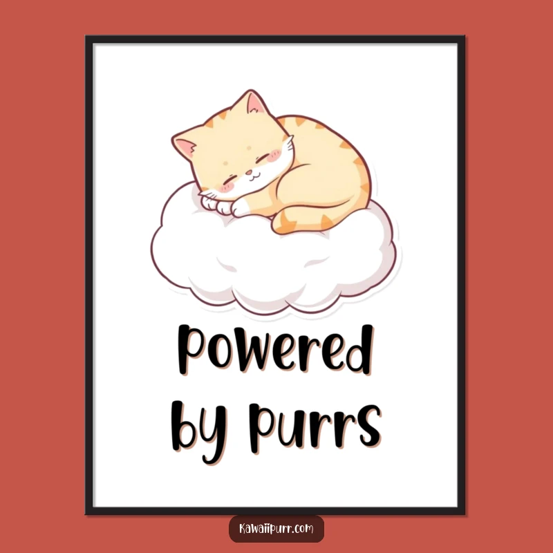Funny Sleepy Cat Cloud Poster Adorable Feline Art for Cozy Spaces Funny Gift Decor