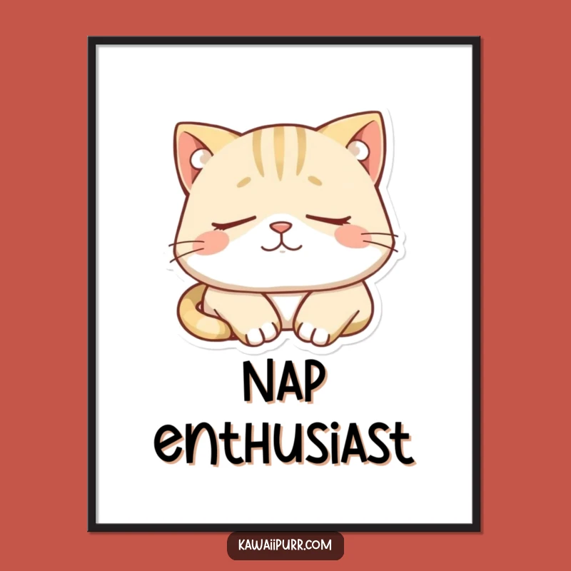Funny Sleepy Cat Poster: Peaceful Feline Art Gift!