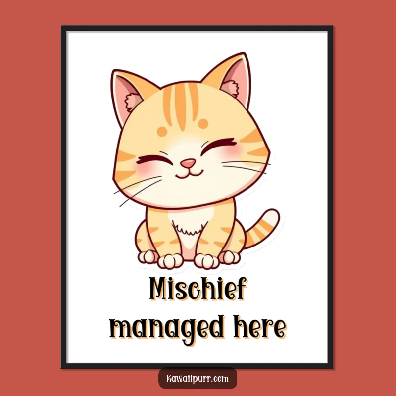 Funny Winking Cat Poster: Mischievous Grin Art, Wonderful Funny Gift for Playful Decor!
