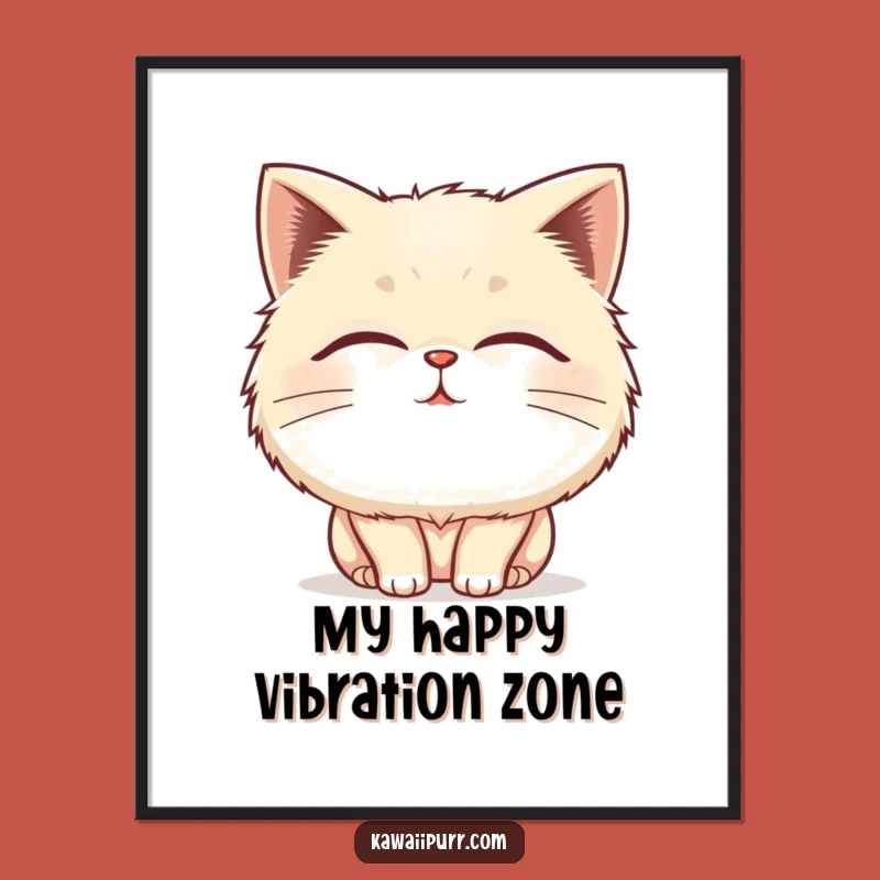 Funny Fluffy Cat Purring Poster: Adorable Wall Art, Your Perfect Funny Gift