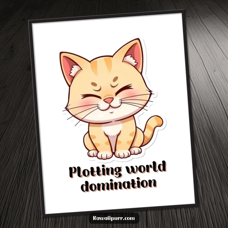 Funny cat character winking with a mischievous grin, presented as humorous wall art, perfect for adding a playful touch to any space.