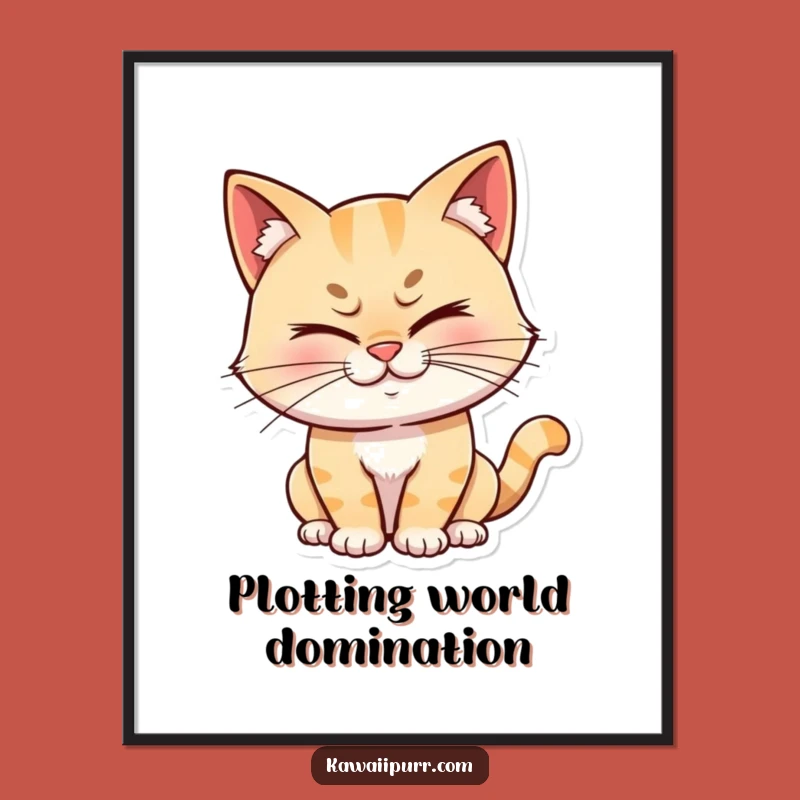 Funny Winking Cat Poster: Mischievous Grin Character Art Gift