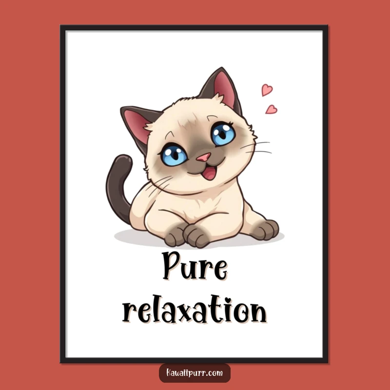 Whimsical Funny Siamese Cat Poster, Serene Feline Art, Charming Funny Gift
