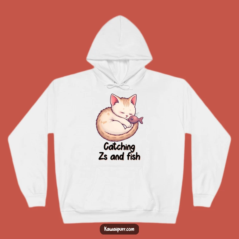 Funny Kitten Fish Dream Hoodie: Cozy Sweatshirt for Cat Lovers' Sweetest Slumbers