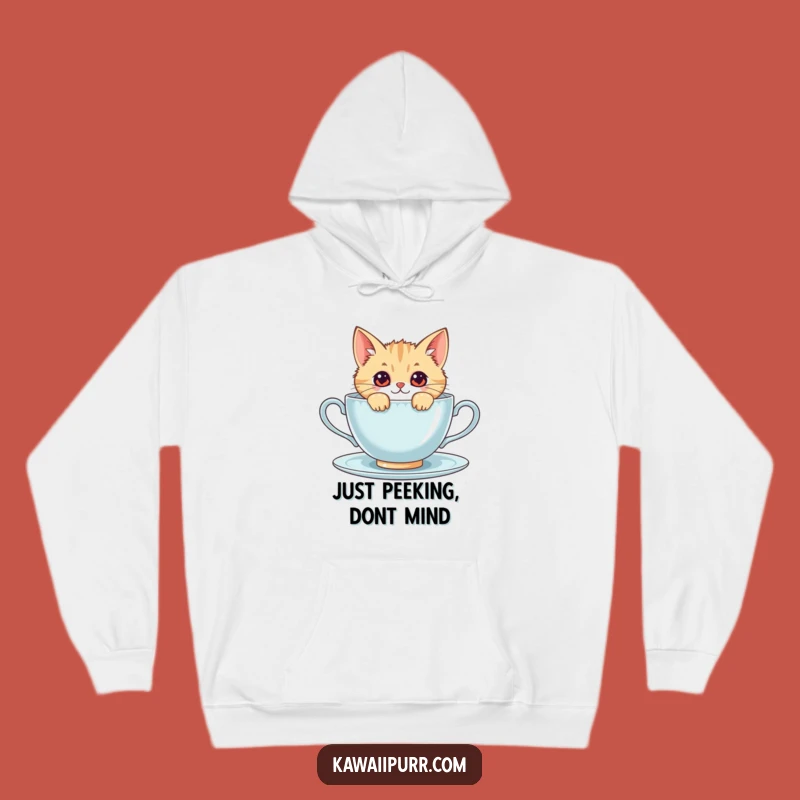 Cozy Funny Kawaii Cat Hoodie: Warm & Whimsical Teacup Cat Apparel Gift