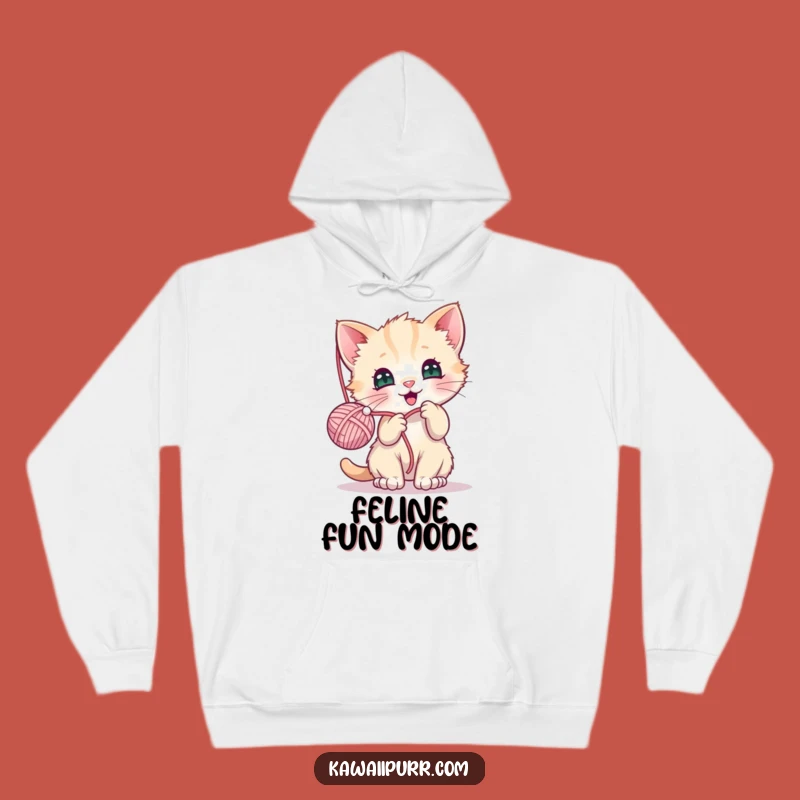 Cozy Funny Kawaii Kitten Yarn Hoodie: Cuddle Up with Cute