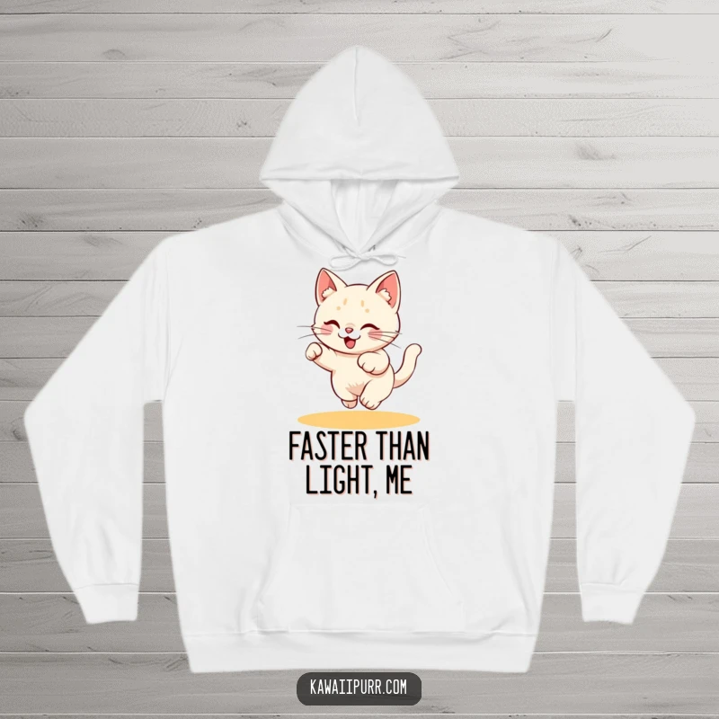 Funny Hoodie: Soft sweatshirt featuring a playful kitty character energetically chasing a laser pointer dot.