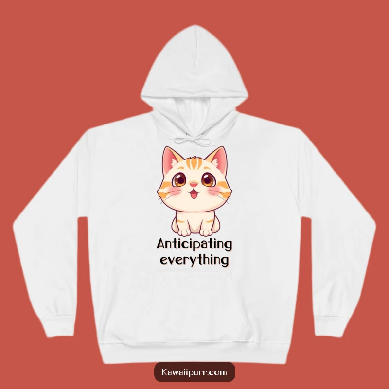 Funny Cat Excited Eyes Hoodie: Cozy Character Sweatshirt, Gift of Wonder