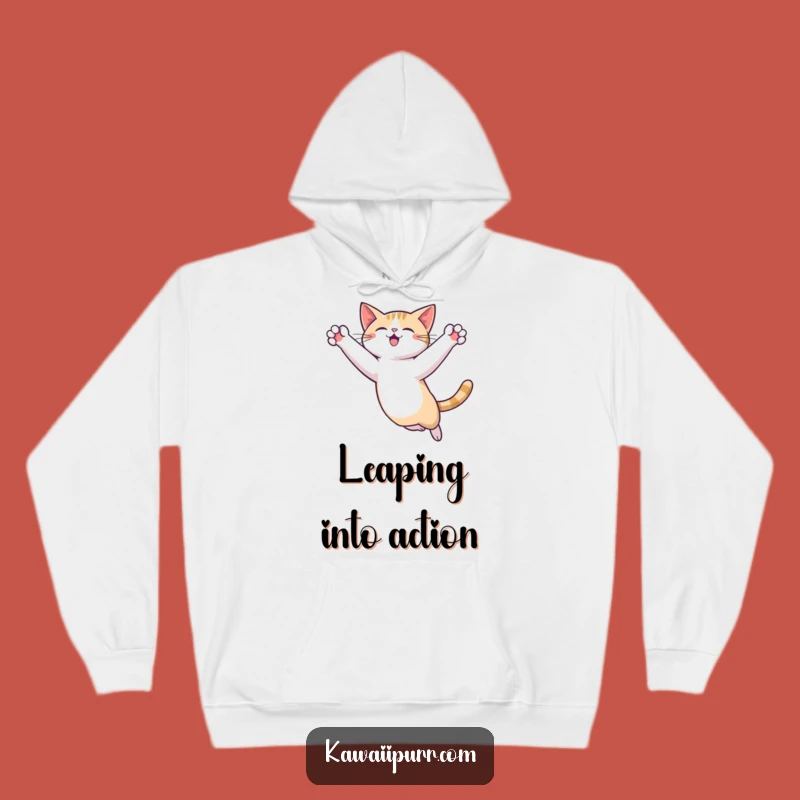 Funny Cat Leap Hoodie: Cozy Feline Acrobatics Warm Funny Gift