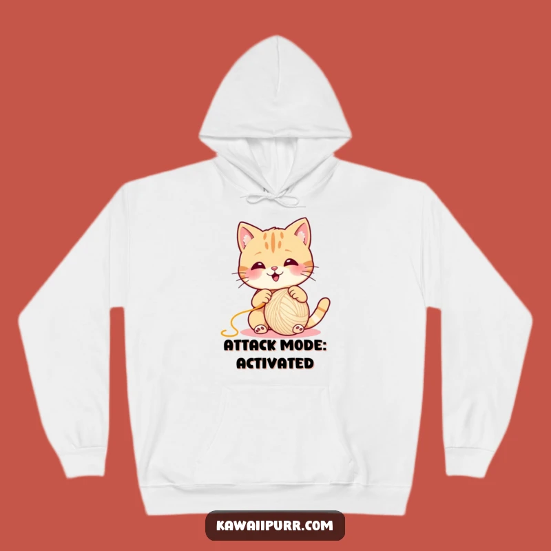 Funny Cat Yarn Batting Hoodie: Cozy Up with Hilarious Feline Playfulness, Perfect Gift