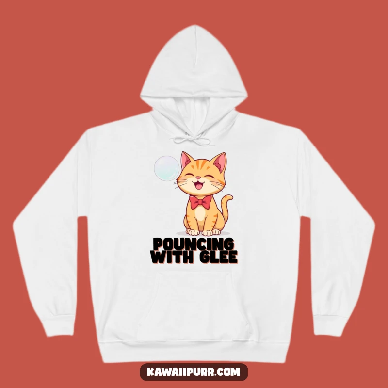 Funny Ginger Cat Bubble Hoodie: Cozy Bowtie Charm and Feline Comfort Gift