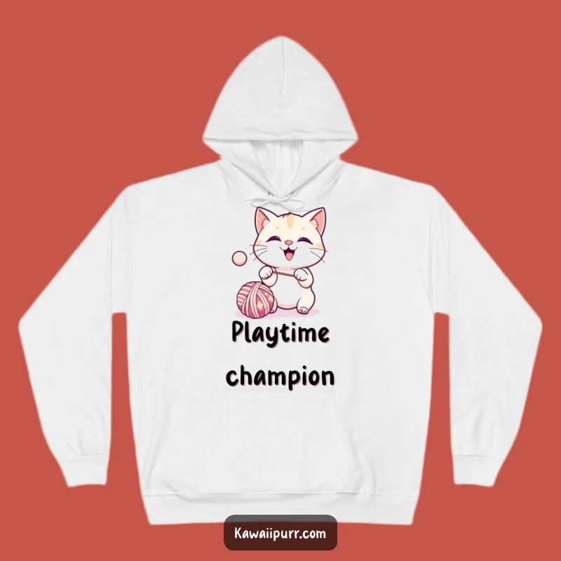 Funny Kawaii Cat Yarn Hoodie: Cozy Excited Feline Comfort Gift