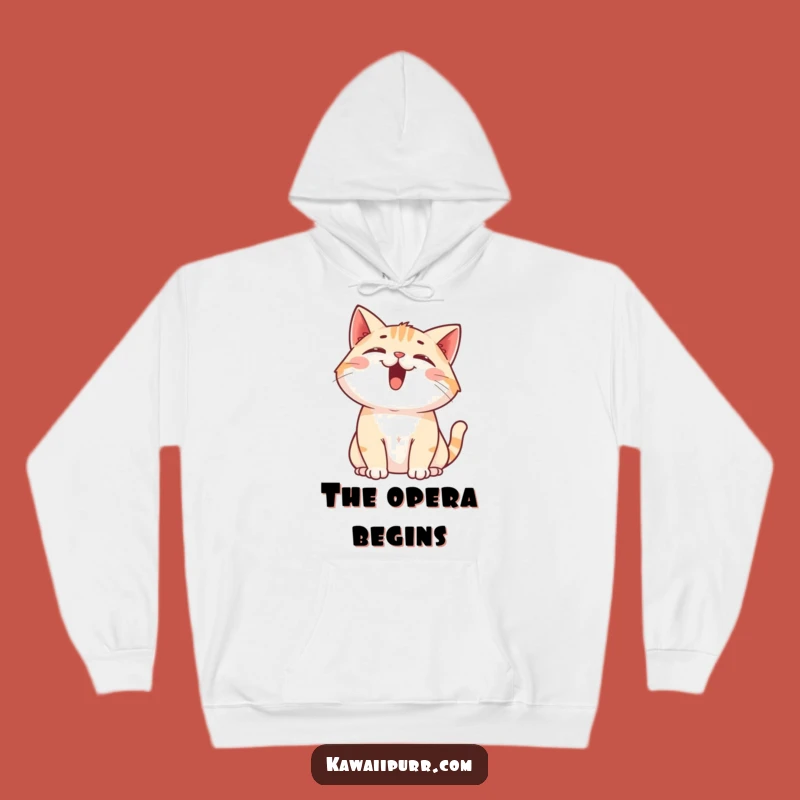 Funny Cat Meowing Upwards Hoodie: Cozy Up with This Hilarious and Joyful Gift!
