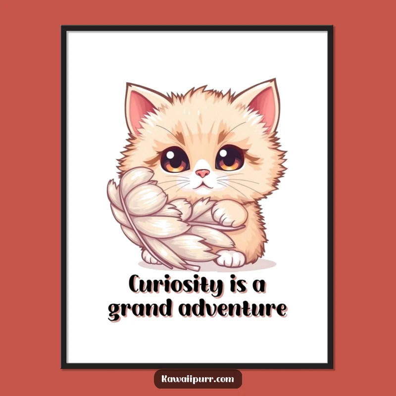 Free Printable Wall Art: Curious Cat Feather Hideaway, Funny Downloadable Art for Whimsical Decor