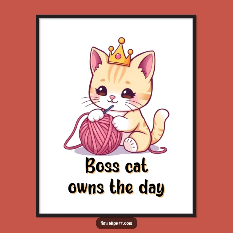 Free Printable Royal Kawaii Cat Wall Art - Funny Downloadable Regal Art