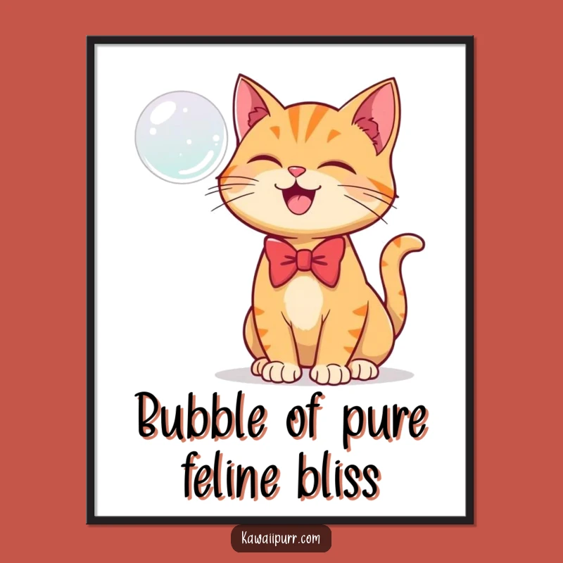 Free Printable Wall Art: Cat & Bubble Joy - Funny Downloadable Decor!