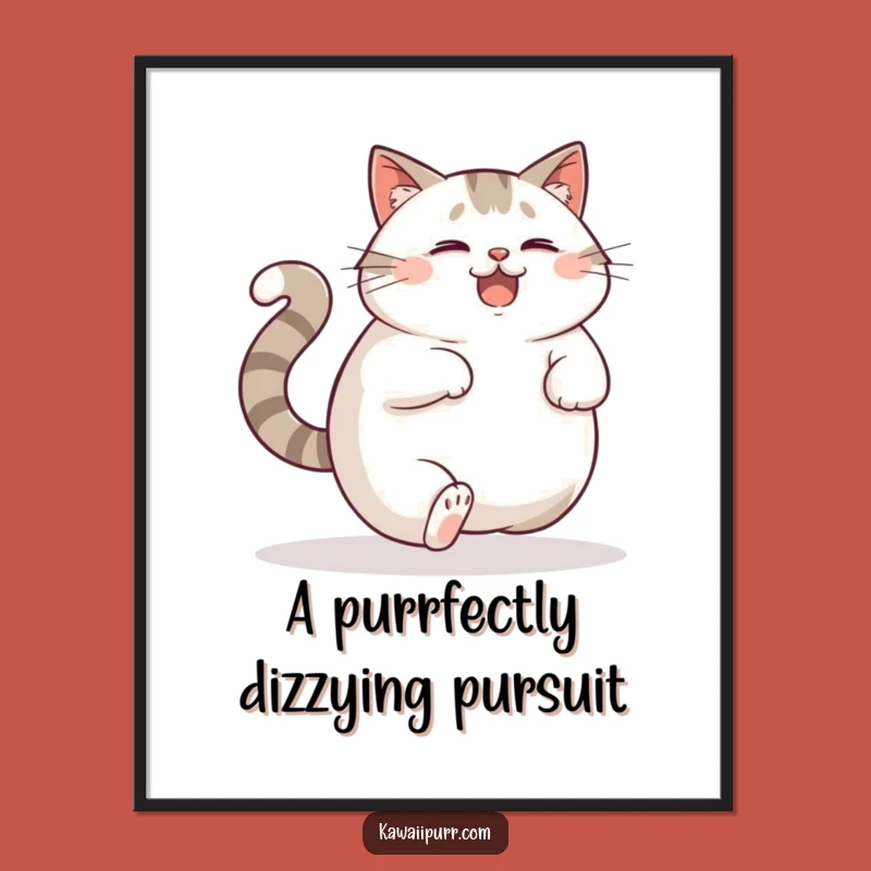 Free Printable Wall Art: Cat Tail Chase Chaos, Funny Downloadable Art for Playful Spaces