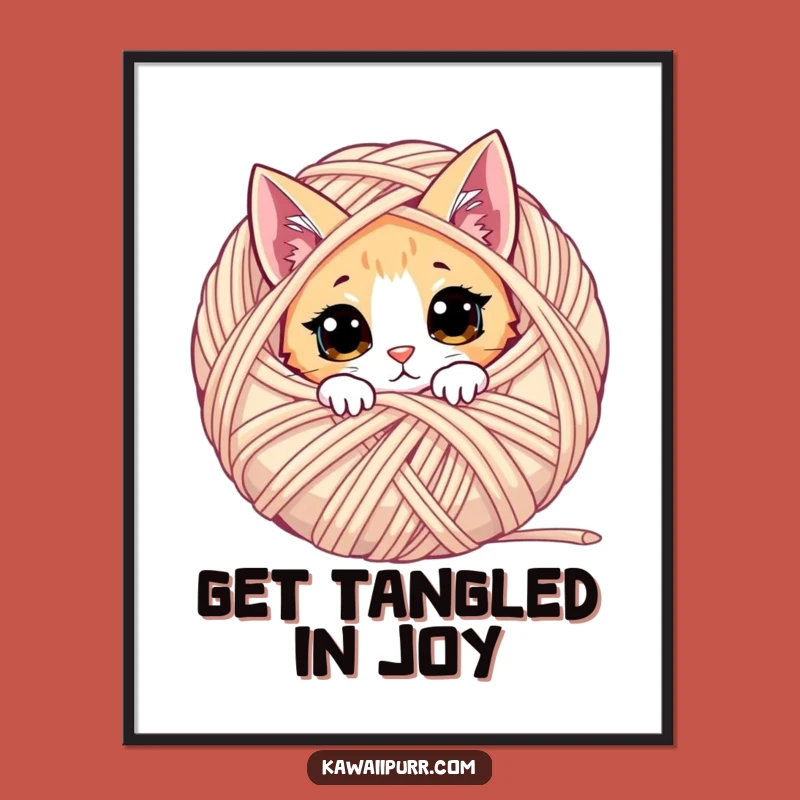 Free Printable Wall Art: Curious Cat Yarn - Funny Downloadable Decor