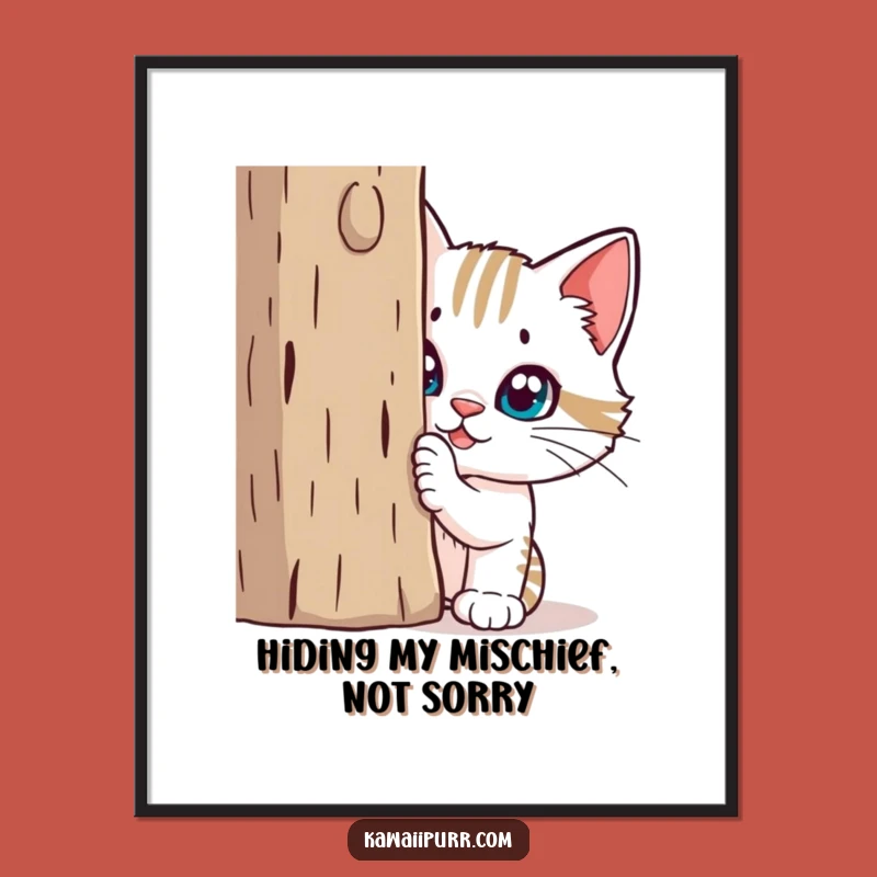 Free Printable Wall Art: Funny Mischievous Cat Hide & Seek, Quirky Downloadable Art!