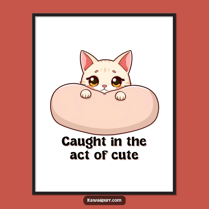 Free Printable Wall Art: Innocent Cat's Cushion Peek Downloadable Decor