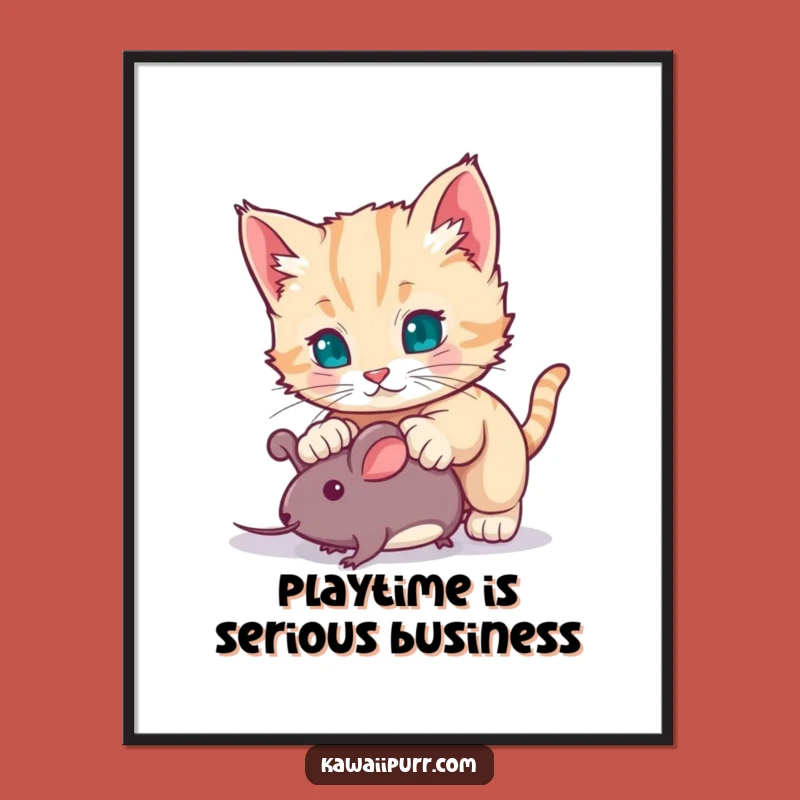 Free Printable Wall Art: Kitten Pouncing - Funny Cat Downloadable Decor for Your Home