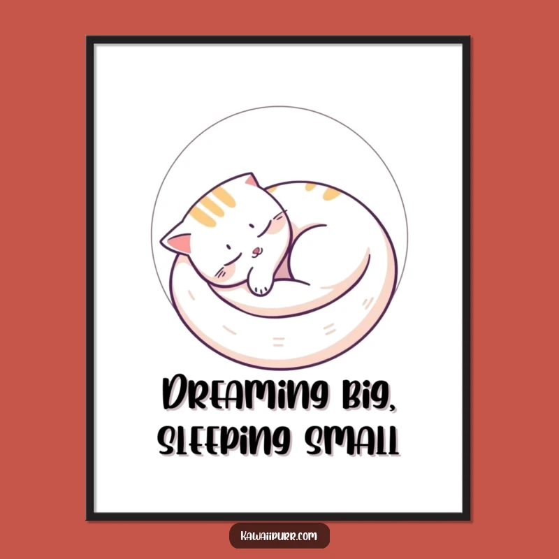 Free Printable Wall Art: Napping Cat Circle Downloadable Decor