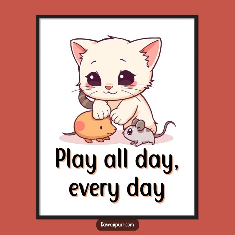 Free Printable Wall Art: Playful Kitten Pounce Funny Downloadable Art Decor