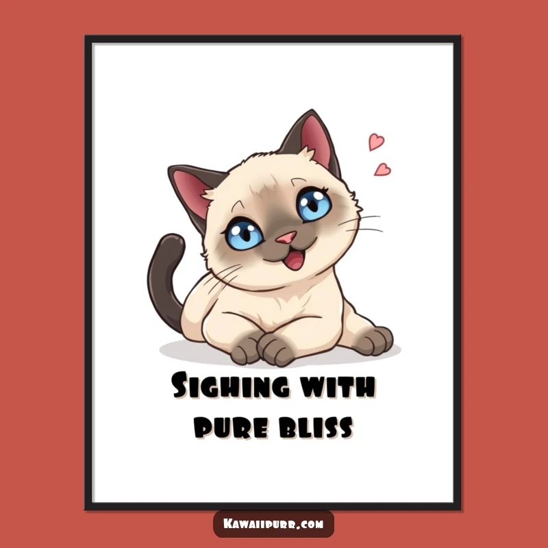 Free Printable Wall Art: Siamese Cat Zen Stretch, Funny Downloadable Art for Peaceful Decor