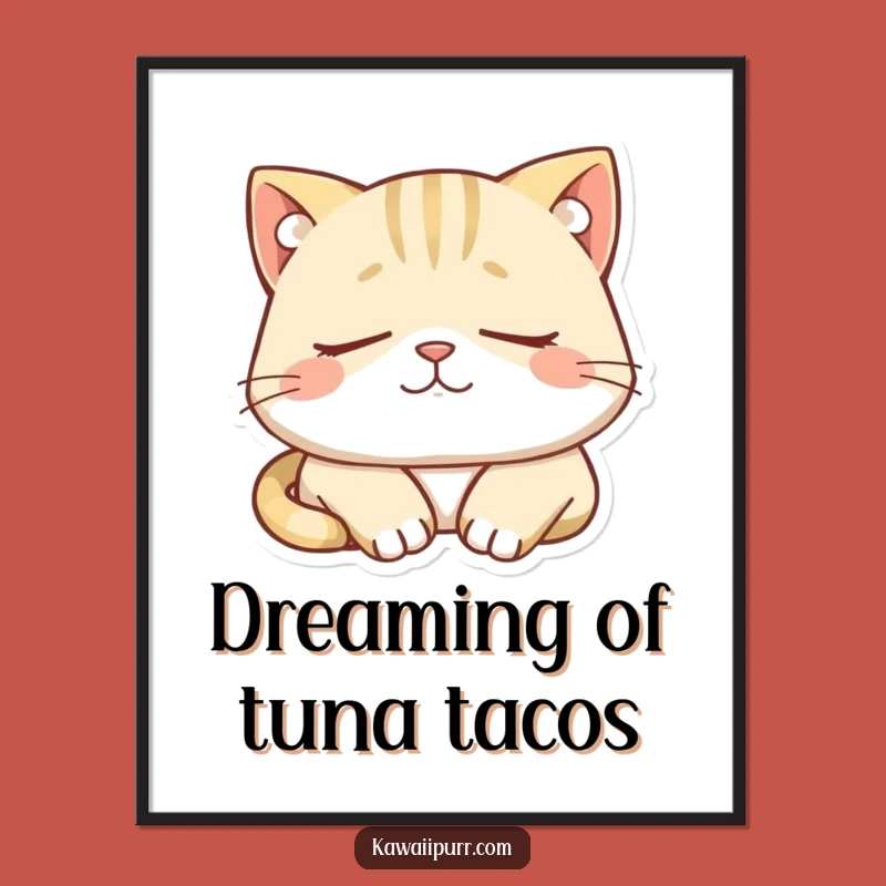 Free Printable Wall Art: Sleepy Cat Smile - Funny Downloadable Decor