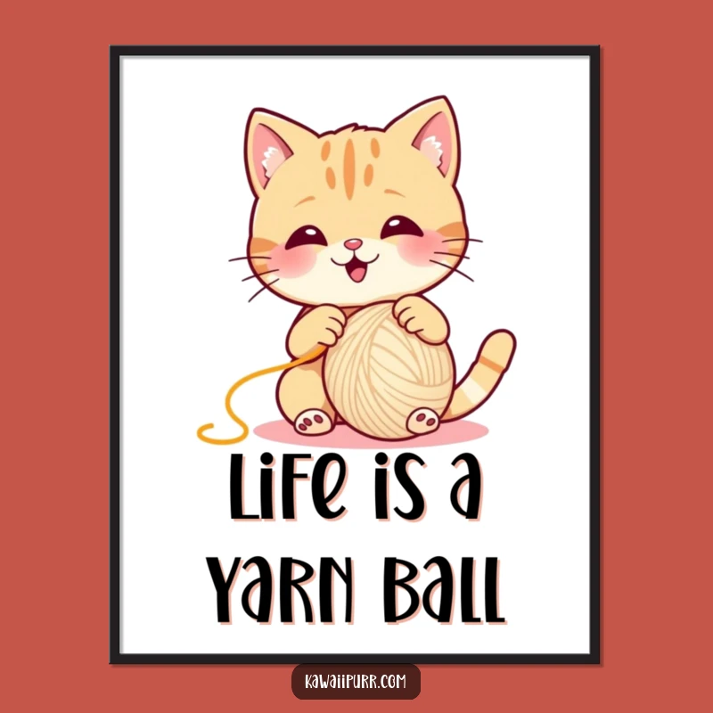 Funny Free Printable Wall Art: Cat Yarn Chaos, Hilarious Downloadable Home Decor!