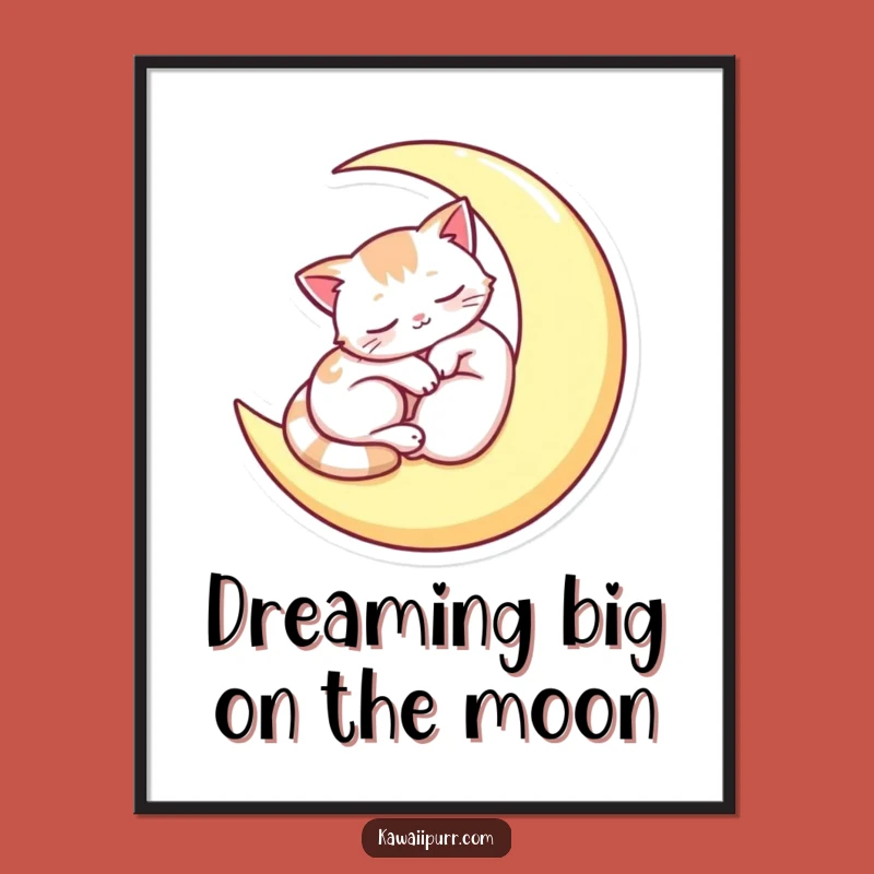 Funny Free Printable Wall Art: Sleepy Moon Cat - Whimsical Downloadable Decor