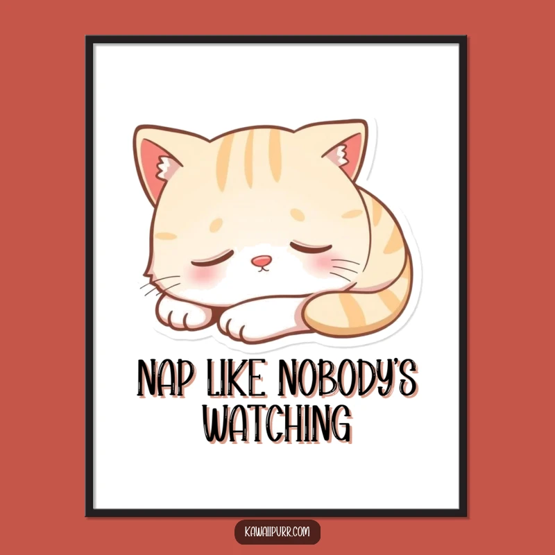 Free Printable Wall Art: Sleepy Cat Smile - Funny Downloadable Art