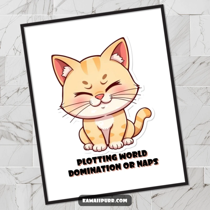 Funny Free Printable Wall Art: A stylized cat winks knowingly, its mischievous grin adding a playful and humorous element to the design.